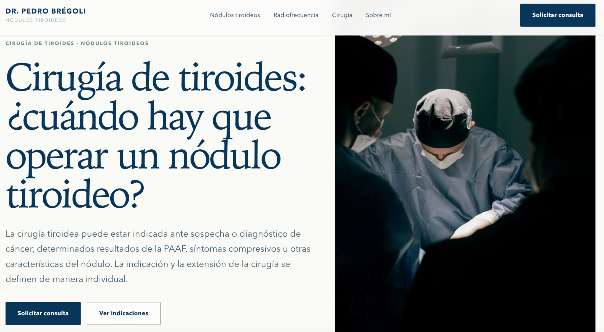 Sitio web médico en versión desktop